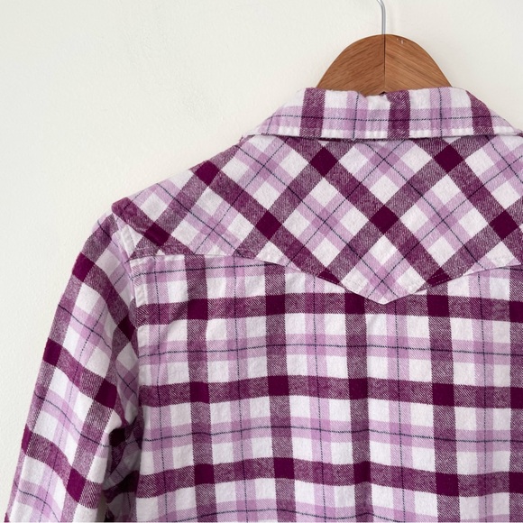 Bit & Bridle Western Gingham Plaid Purple Pearl Snap Long Sleeve Shirt L Large - Picture 4 of 6